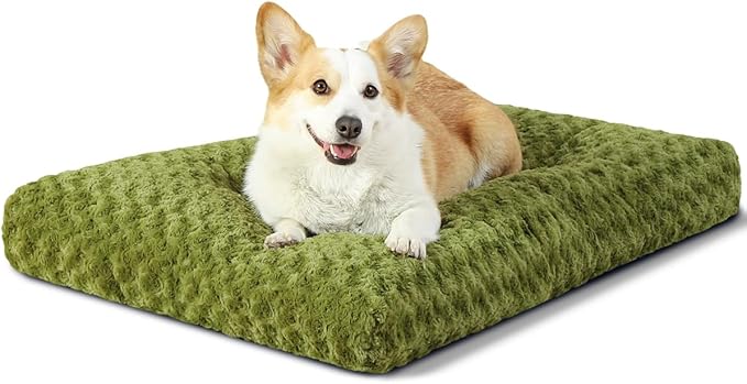 KSIIA Washable Dog Bed Comfy Dog Crate Pad Deluxe Plush Pet Bed Non-Slip Kennel by KSIIAPetProducts