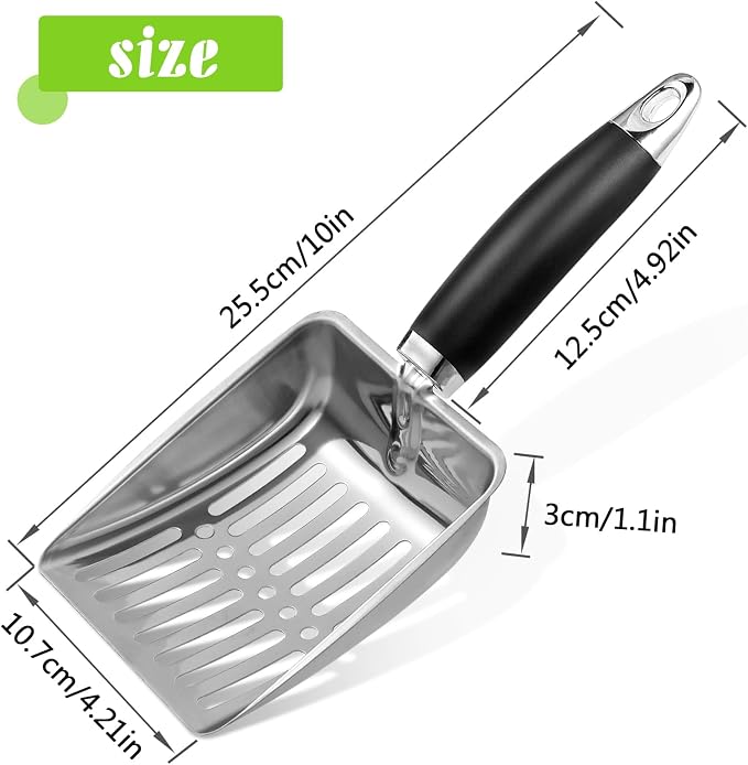Cat Litter Scoop -Stainless Steel Cat Litter Scoop-Sturdy Mesh Scooper - Image 3