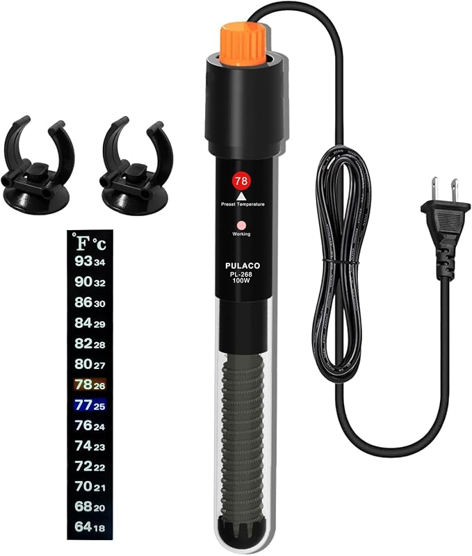 PULACO 100Watt Aquarium Heater for 15-25 Gallon Fish Tank, Adjustable by PULACO