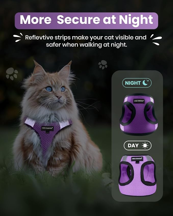 FAYOGOO Cat Harness and Leash Set | Upgrade Step-in Escape Proof Harness | - Image 5