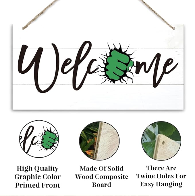 Welcome Sign for Front Door, Welcome Decor Wooden Hanging Sign for Wall Decor - Image 3
