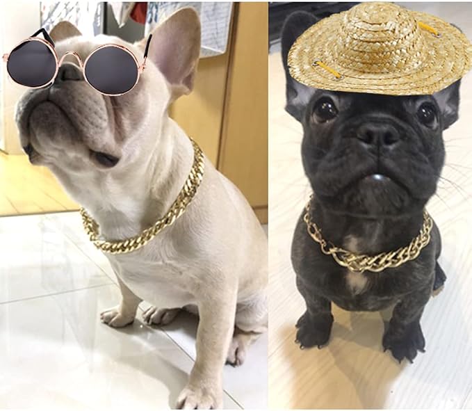 6 Pieces Pets Dog Cat Bowtie Pet Sunglasses and Summer Pet Straw Hat - Image 5