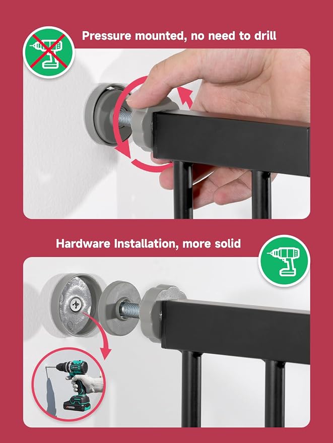 Baby Gate for Stairs, 29.5-40.5" Dog Gate for Doorways, Walk Thru Auto Close - Image 5