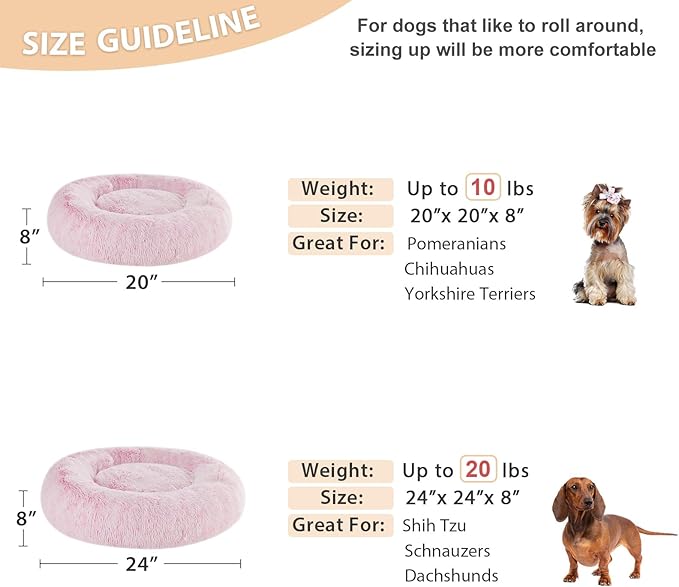 WNPETHOME Calming Dog Bed Cat Bed Donut, Faux Fur Pet Bed Self-Warming Donut - Image 5
