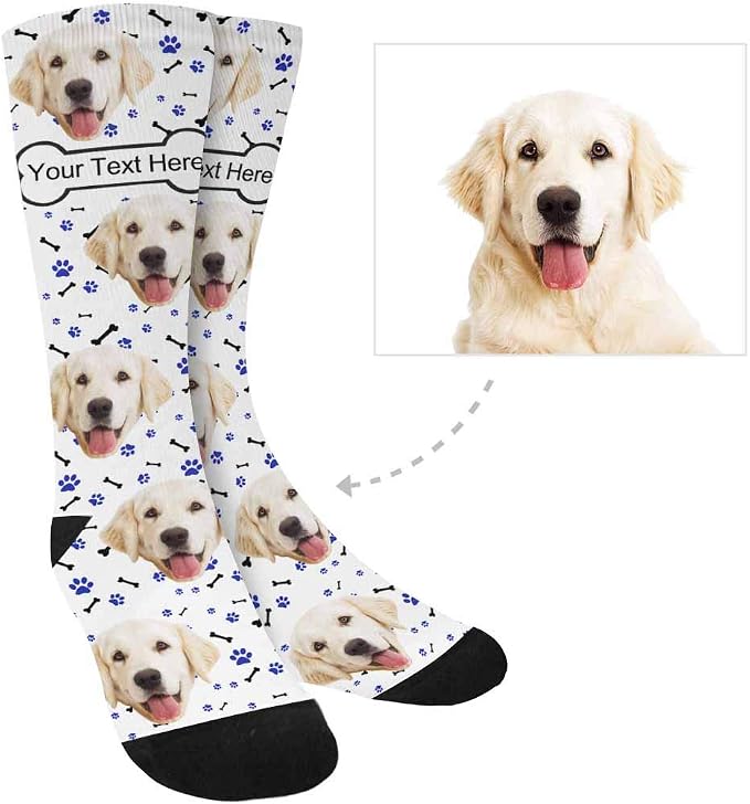 MyPupSocks Custom Personalized Photo Pet Face Socks, Cat and Dog Tracks Paws - Image 3