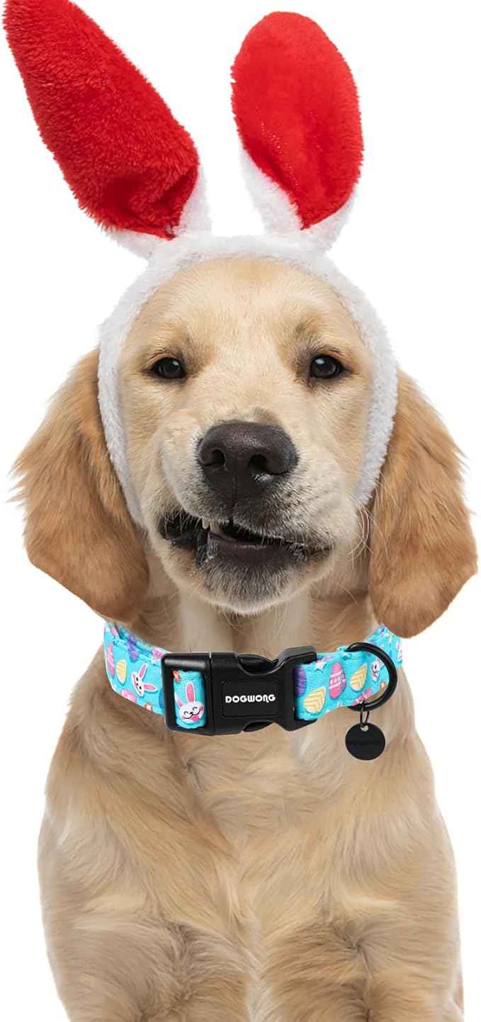 DOGWONG Easter Dog Collar, Colorful Egg Dog Collar Soft Durable Adjustable