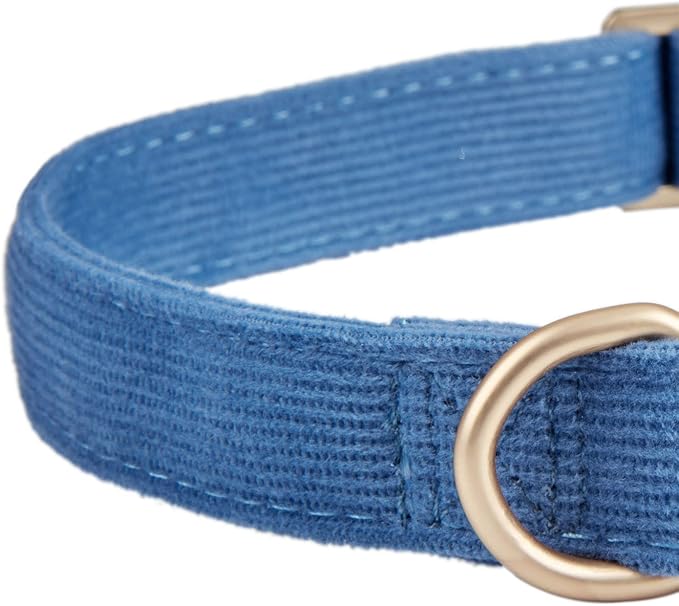 Soft Cotton Dog Collar with Metal Buckle Adjustable Heavy Duty Comfy Corduroy - Image 3