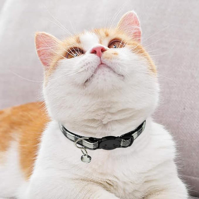 MJIYA Cat Collar with Bell, Breakaway Grid Collar with Plastic Buckle, Light - Image 6
