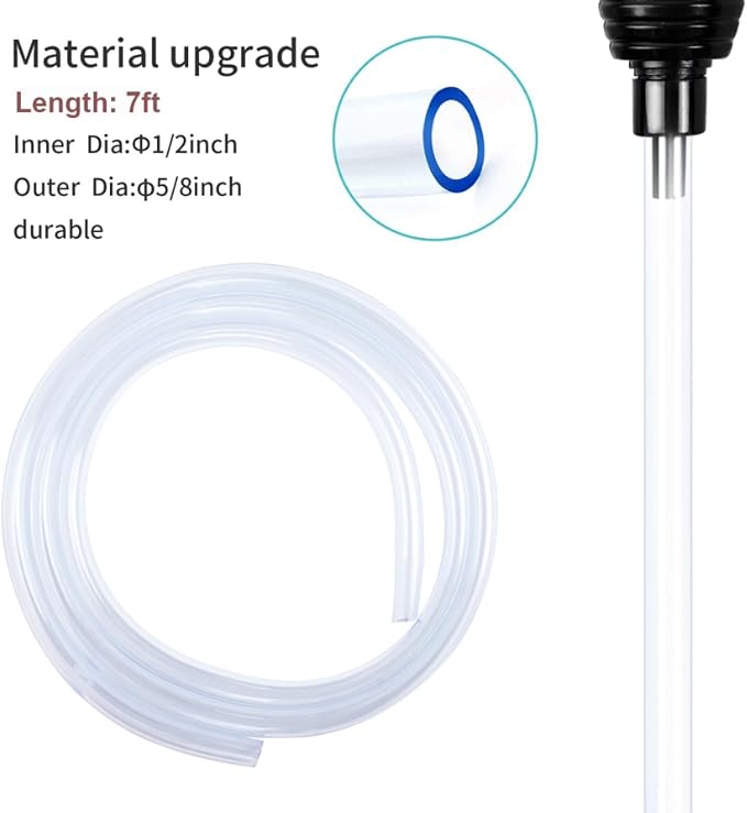 7ft Aquarium Gravel Vacuum Cleaner, Fish Tank Water Changer, Hand Pump Siphon - Image 3