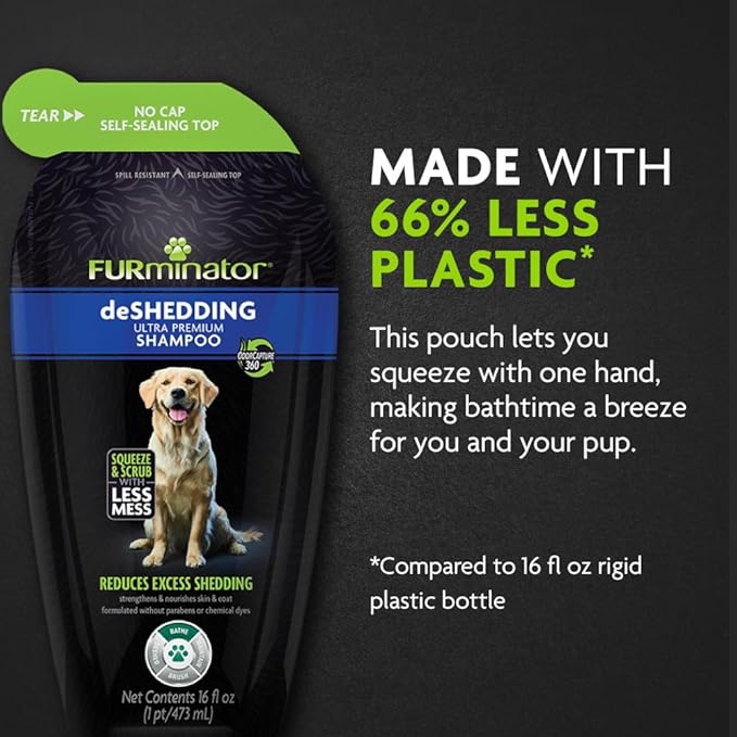 FURminator DeShedding Shampoo Squeezable Pouch, 16 Fluid Ounces, Moisturizing - Image 3