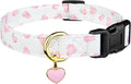 Cotton Handmade Dog Collar Cute and Distinctive Patterns White and Pink Love by Fyeqyaou