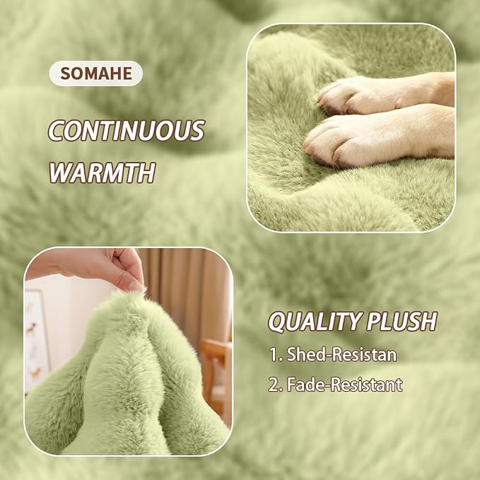 Self-Warming Dog Bed, Plush Faux Fur Mat - Image 6