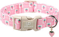 Spring Dog Collar, UP URARA PUP Strawberry Collars in Pink Checkered Adjustable by UPURARAPUP