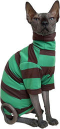 Vintage Stripes Sphynx Hairless Cats Shirt Cotton Cat Turtleneck Pet Clothes by Kitipcoo