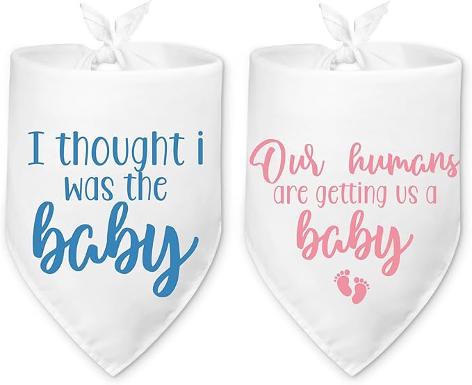 2 Packs Baby Announcement Dog Bandana Our Humans are Getting Us a Baby Gender by Hialektur