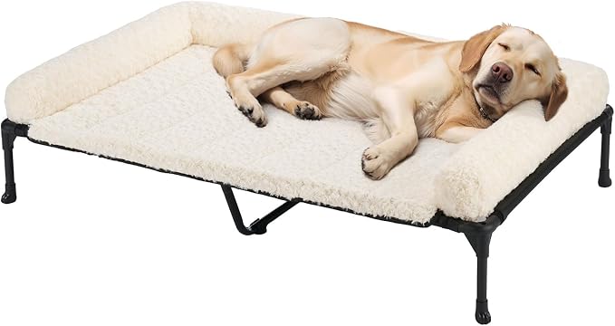 Veehoo Orthopedic Elevated Dog Bed Add Removable Deluxe Rose Plush Bolster by Veehoo