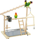 Parrot Playstand Bird Playground Birdcage Wood Perch Stand Ladder Swing by Ibnotuiy