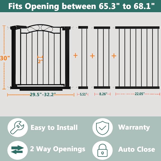 Fairy Baby 65.4"-68.1" Extra Wide Baby Gate - Image 2