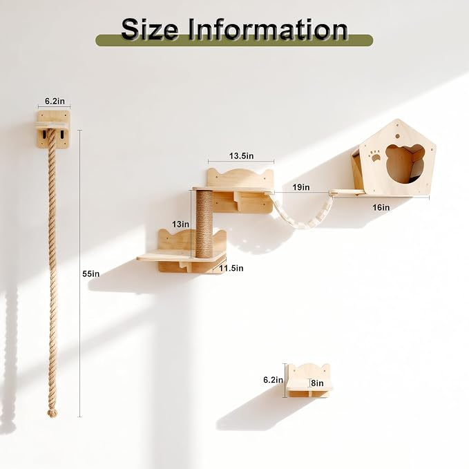 Cat Wall Shelves, DIY Wall-Mounted Cat Furniture Set - Image 8