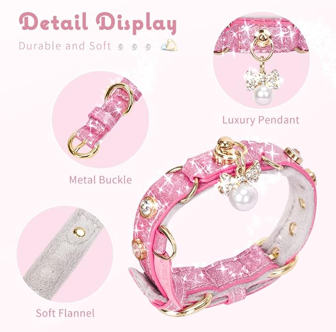 PetsHome Cat Collar, Dog Collar, PU Leather Adjustable Pet Collar - Image 4