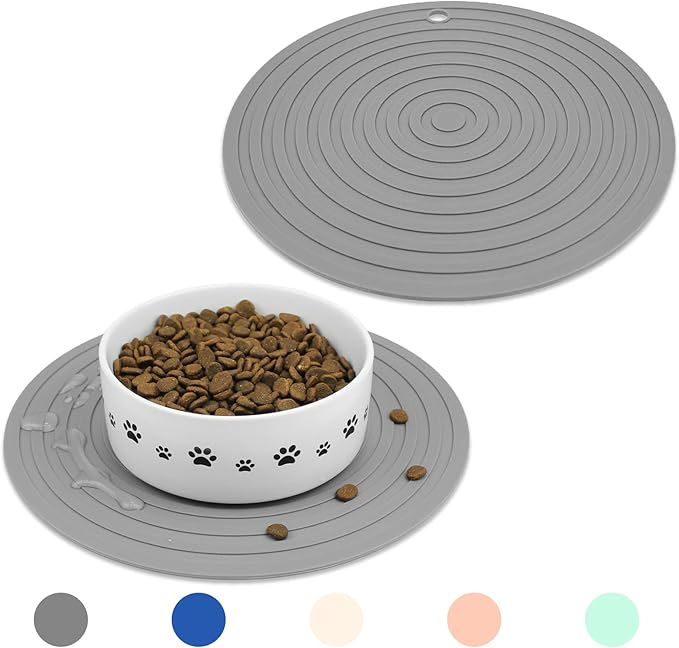 Ptlom Pet Food Mat for Dog and Cat Placemat 2 Pcs, Mat for Prevent Food and by PTLOM