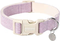 DOGWONG Cotton Hemp Dog Collar, Heavy-Duty Purple Dog Collar Adjustable Soft