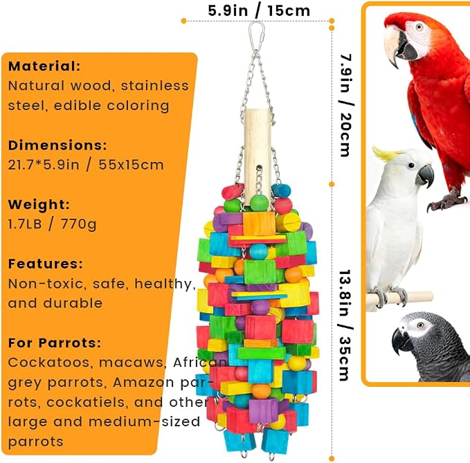 Extra Large Bird Toys for Macaws, Cockatoos - Image 3