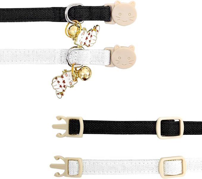 Elegant little tail 2 Pack Cat Collar- White Linnet Cat Collars Breakaway - Image 3