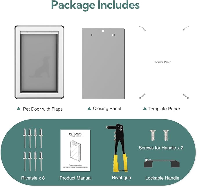 Large Dog Door for Exterior Doors, Aluminum Frame Doggy Door, Fully Magnetic - Image 5