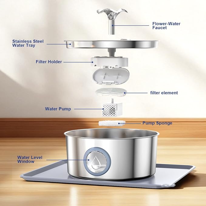 Stainless Steel Cat Water Fountain - Image 8