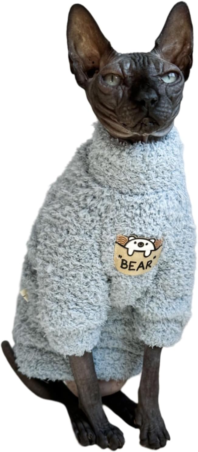 Sphynx Cat Clothes Hairless Cat Super Soft Warm Fleece T Shirt Elastic Winter by Kitipcoo