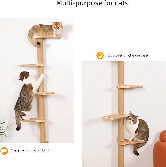 5 Tier Floor to Ceiling Cat Tree Tower - Image 5