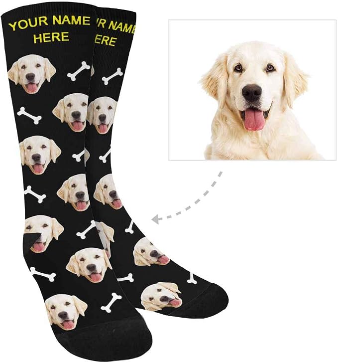 MyPupSocks Custom Personalized Photo Pet Face Socks, Cat and Dog Tracks Paws - Image 2