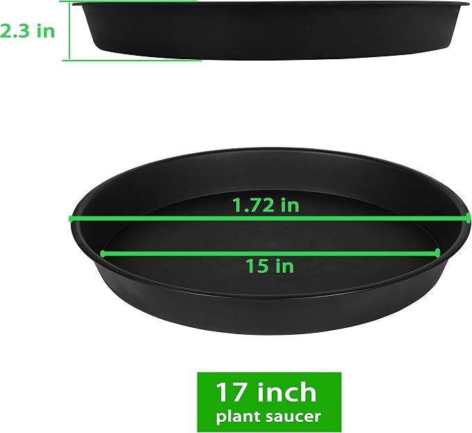 4 Pack of 16 17 inch Plant Saucer, 2.3" Depth, Heavy Duty Deep Plant Trays - Image 7