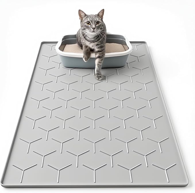 Cat Mat for Litter Box, Large 34" X 22" Cat Litter Mat, Waterproof Silicone Pad by Garoopion