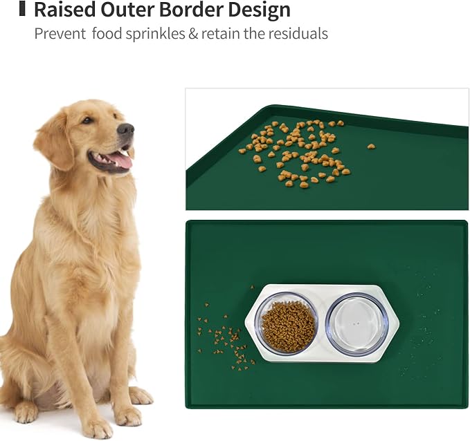 Dog Food Mat, Silicone Waterproof Food Tray, Non Slip Pet Bowl Mats Placemat - Image 3