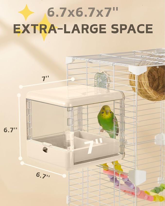 septillar Bird Feeder and Bath for Cage, Hanging Bird Bathtub Bath Shower Box - Image 2
