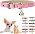 Pink XS Dog Collar with Bell, Soft Pu Leather Cat Collars Adjustable Buckle by Weimostar