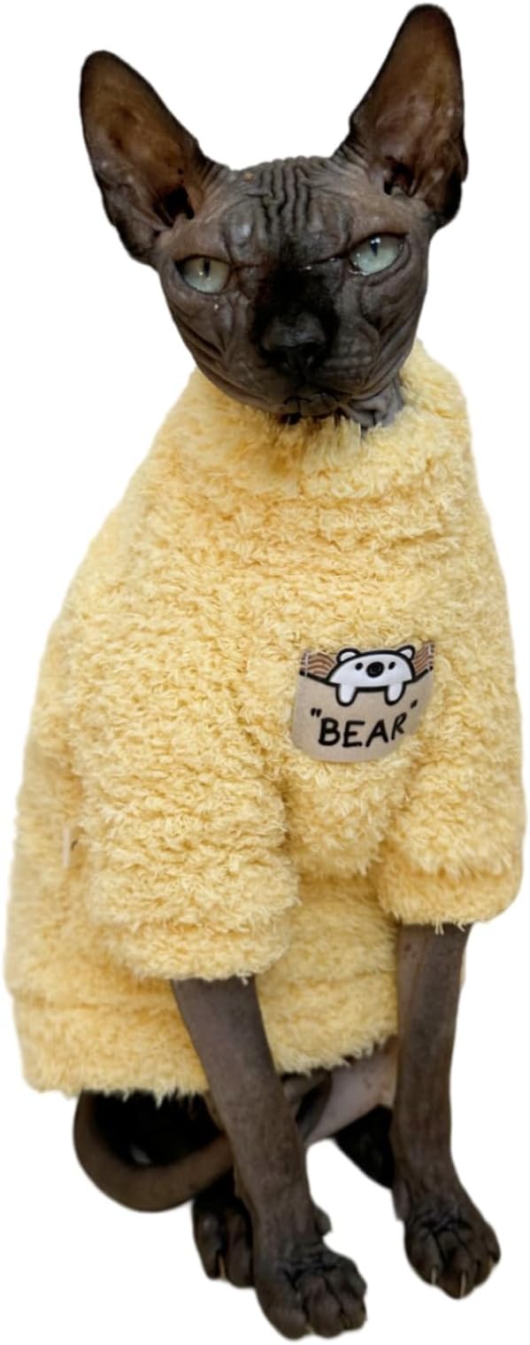 Sphynx Cat Clothes Hairless Cat Super Soft Warm Fleece T Shirt Elastic Winter by Kitipcoo