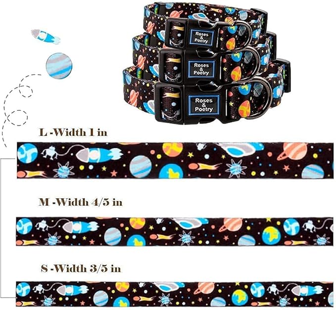 Roses&Poetry Dog Collar with Colourful Star Patterns, Adjustable Durable Puppy - Image 7