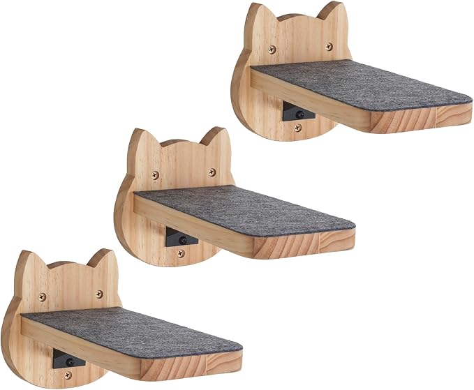 ESPETS Natural Solid Wood Cat Wall Floating Steps Set of 3 by ESPETS