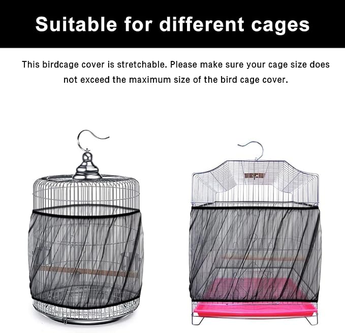 Universal Bird Cage Seed Catcher, Elasticity Airy Gauze Guard Net Cover - Image 7