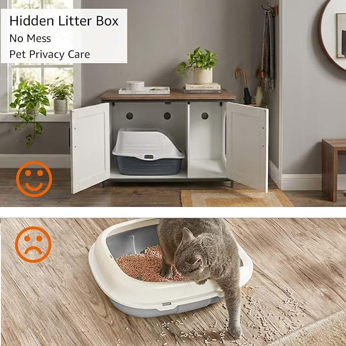 unipaws Extra Large Cat Litter Box Enclosure Furniture - Image 2