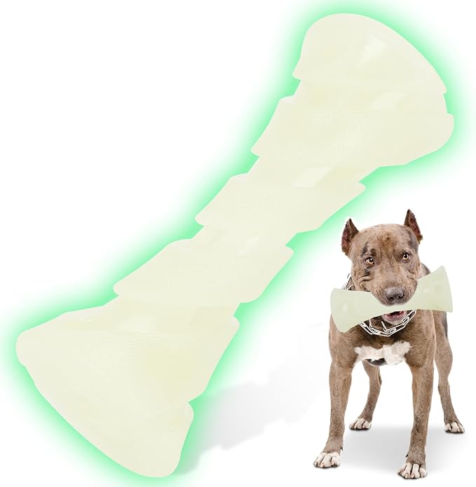 Glow in The Dark Dog Chew Toy, Rubber Dog Toys to Keep Them Busy, Interactive by KGPERGU