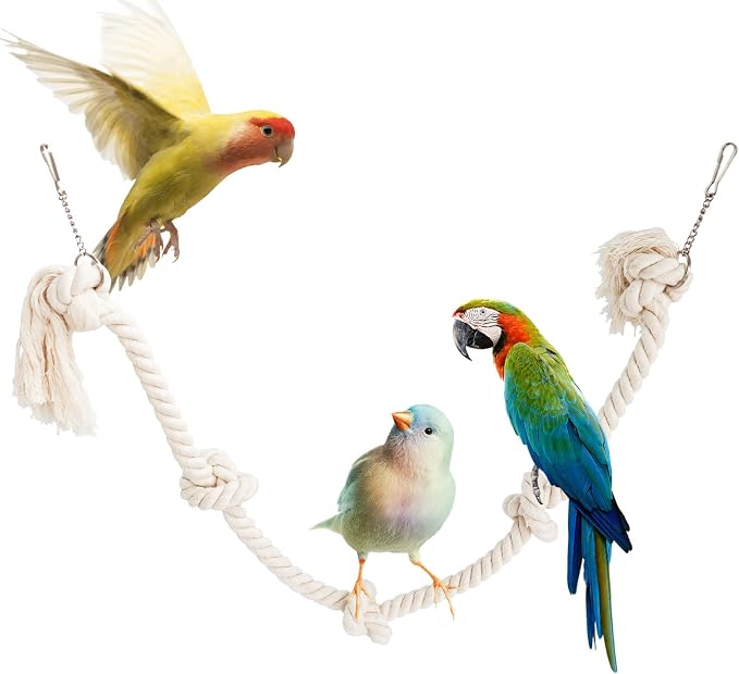 78.7 Inches Cotton Climbing Rope Toy, Lengthen and Bold Bird Ladder Bridge by Dnoifne