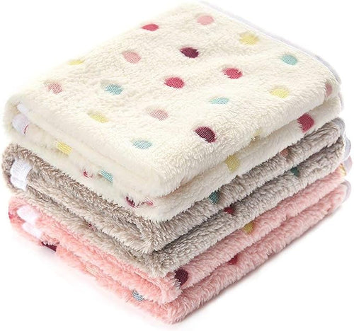 1 Pack 3 Blankets Super Soft Cute Dot Pattern Pet Blanket Flannel Throw by luciphia