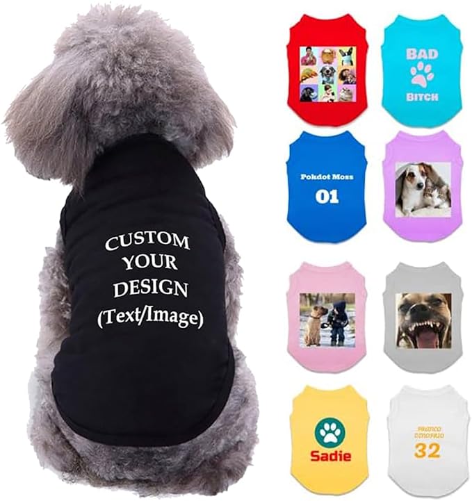 Custom Pet Tanktops Shirts Personalized Photo Logo Name Dog Cat Puppy Tee Shirt by Unknown