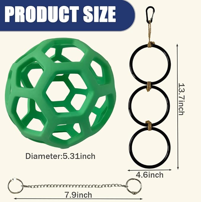 Snake Enrichment Toys Ball, Jungle Gym Ball and Enrichment Rings - Image 2