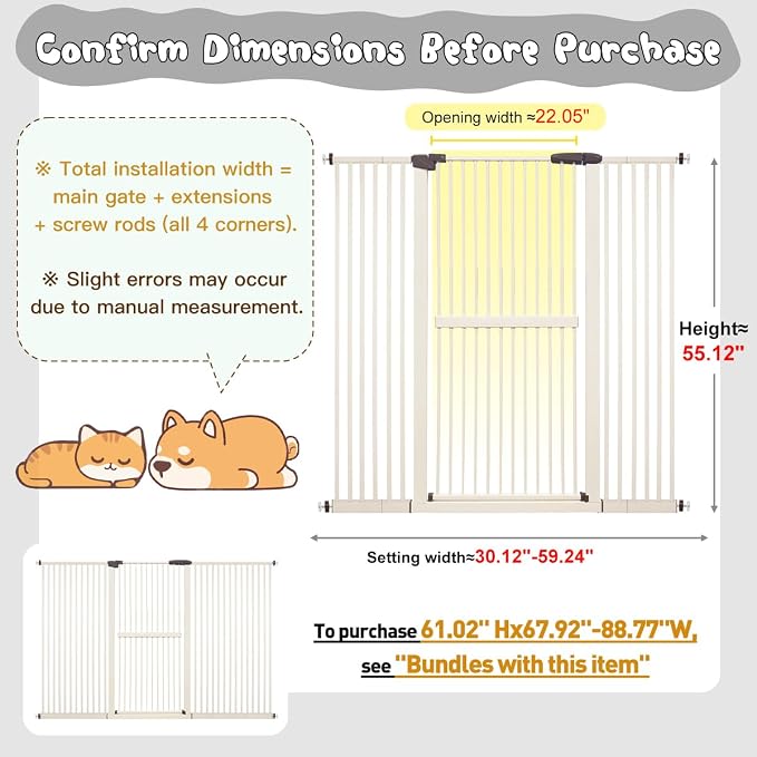 Lumizone Extra Tall Cat Gate 61.02" High Pressure Mounted Extra Wide - Image 2