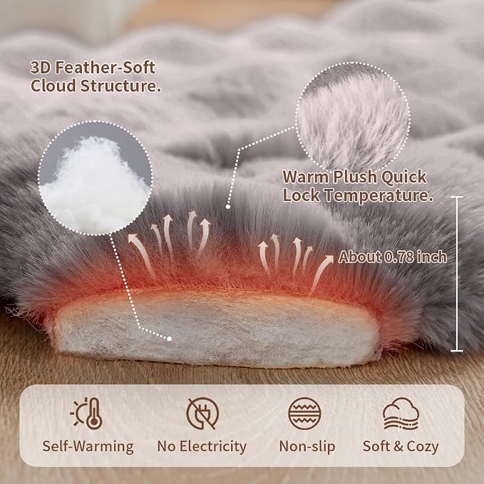 Self-Warming Cat Bed, Plush Faux Fur Pet Bed Mat - Image 5